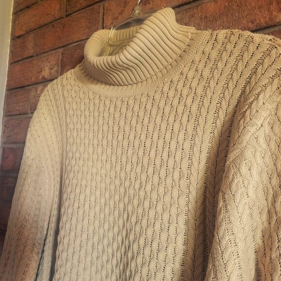 Coofandy Turtleneck Cableknit Textured Rich Tan Sweater Women's - Size L - Picture 2 of 10